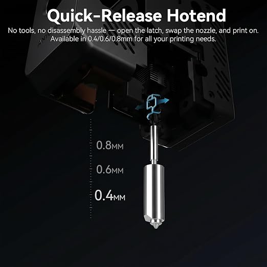 for Anycubic Kobra S1 Max Hardened Steel Nozzle,High Speed Quick-Swap Hotend with Silicone Cover and Nozzle Wiper Compatible with Anycubic Kobra S1 Max Combo 3D Printer-4PCS 0.4/0.4/0.6/0.8mm