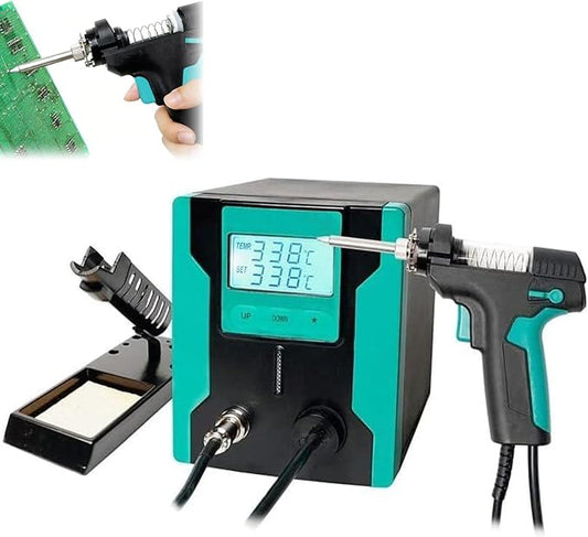 OUKENS Soldering Iron Desoldering Station Kit, Electric Solder Suction Gun with LCD, Desoldering Tool for Electronics Repair, Sleep Mode 7-Hole Design, Includes 3 Nozzles 3 Needles 4 Filter Cotton