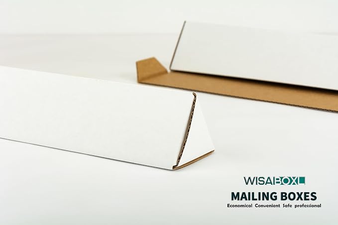 Triangle Corrugated Cardboard Mailing Tubes, 18.25x2x2 inch | 25-Pack, Bulk Poster Tubes, For FBA Shipping, Warehouse Storage, Blueprints, Artwork & Long Items, White