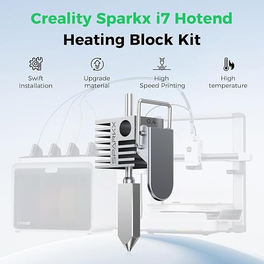 Creality Official SPARKX i7 Hotend,0.4mm Original All Metal Integrated Extruder Hot End, 300℃ High Temperature Resistance, 3D Printer Heating Block Replacement Accessory for i7 Combo