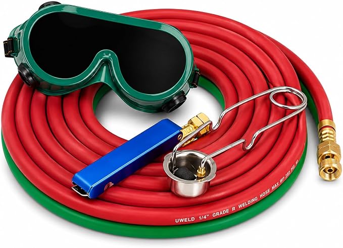Stark USA Portable Oxygen Acetylene Welder Include Nozzles Cutting Torch, Brazing Set, Gas Welding Kits Gauge, Regulators Set With 11.5' ft Hose, Carrying Case
