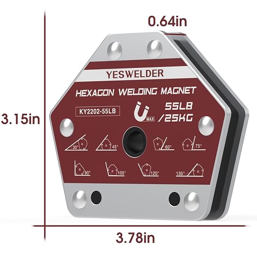 YESWELDR Hexagon Welding Magnets, 55LB 4PCS Multi-Angle Strong Magnetic Welding Holder, Holding Power Welding Accessories