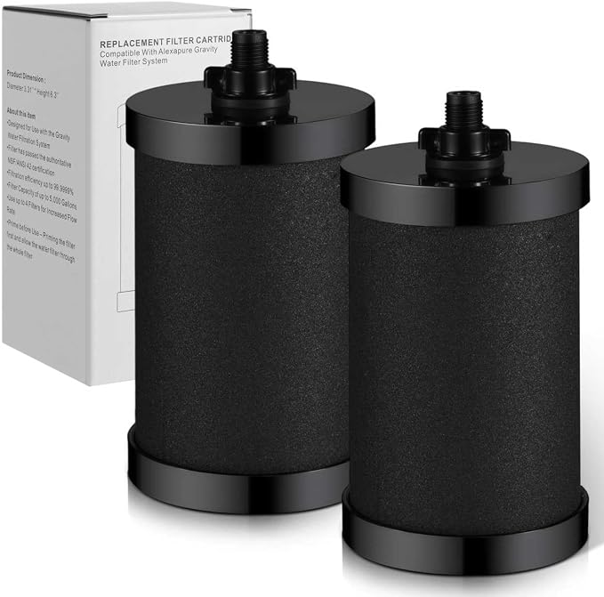 2387 Pro Filter Replacement, NSF Certified for Alexapure 2387 Pro Water Filter, 5,000 Gallon Throughput Capacity Compatible with Alexapure Pro Water Filtration System, 2 Pack Black