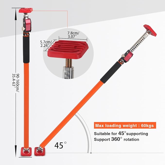 3rd Hand Adjustable Support System, Durable Steel Support Rods for Cabinet Jacks, Drywall - Extends from 24" to 40", 2 Pack,Laser Level 360 Self Leveling