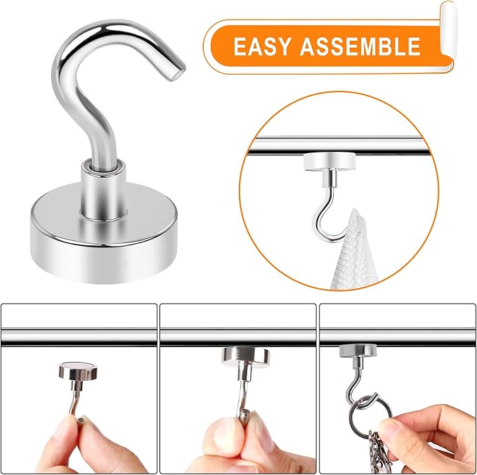 MIKEDE Magnetic Hooks 30lbs Strong Magnets Hook 18 Pack | Heavy Duty Extra Strong Cruise Hook for Hanging Industrial Metal Refrigerator Hooks for Cruise Cabins Fridge Kitchen Grill