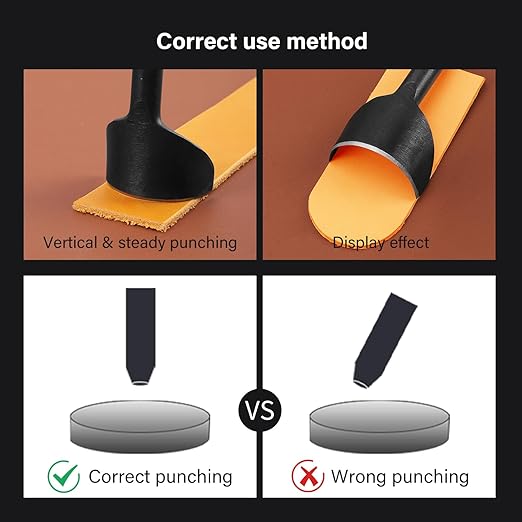 WUTA Half-Round Punch Set,Black Carbon Steel Leather Craft Tools,Leather Hole Punch Tool for Wallets,Strap Belts,Bags(11Pcs)