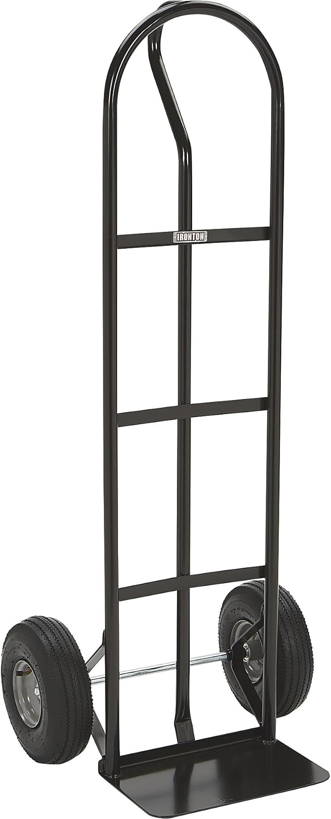 Ironton Steel Pneumatic Hand Truck Dolly, 600-Lb Capacity, Heavy-Duty Frame with 10-Inch Tires, P-Style Handle & 14" x 8.5" Toe Plate, Commercial Utility Cart for Moving & Garage Storage