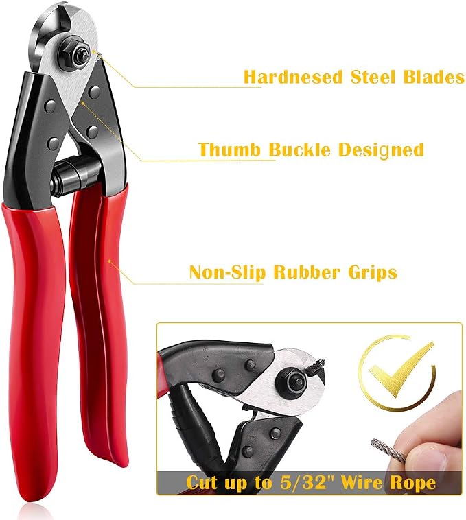 Steel DN Mate Hydraulic Crimping Tool/Hydraulic Crimper with Cable Cuttter for Stainless Steel Cable Railing Hardware,Battery Cable Crimping Tool for 1/8", 5/32" to 3/16" DC02