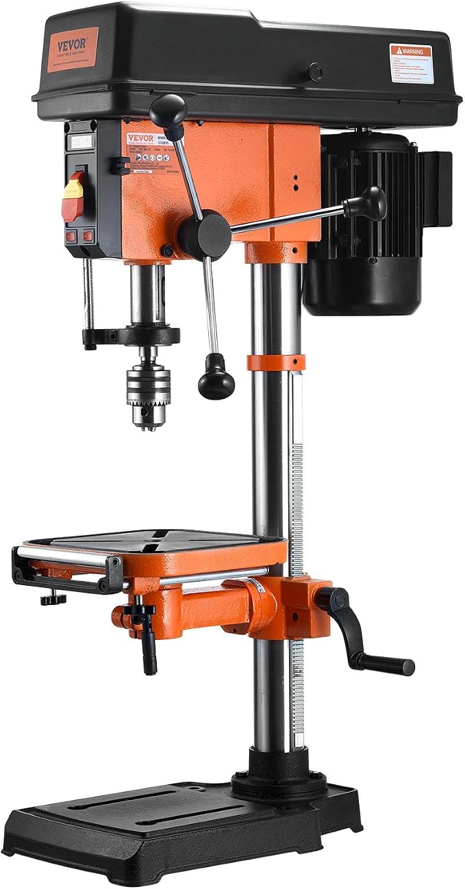 VEVOR 12 in Benchtop Drill Press, 5 Amp 120V, Variable Speed Cast Iron Bench Drill Press, 12 in Swing Distance 0-45° Tiltling Worktable with Laser Work Light, Tabletop Drilling Machine for Wood Metal