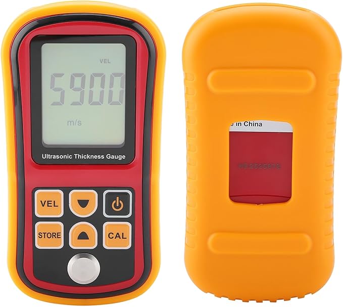 Digital Ultrasonic Thickness Large LCD Display Sound Speed Meter Auto Calibration 5MHz 1.2-300mm for Metal Steel Plate Plastic Ceramic (Without Battery)