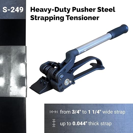 IDL Packaging S-249 Pusher Feedwheel Tensioner for 3/4" to 1 1/4" Steel Strapping - Heavy-Duty Banding Tool for Bundling Pipes - High Tensile Metal Strapping Tensioner with Long Service Life