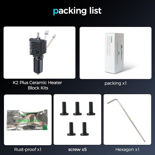 Creality Official K2 Plus Ceramic Heating Block Hotend Kit, with Quick-swap Nozzle Kit, Supports 350°C High Temperature, All-Metal Integrated Design Extruder Hotend for 3D Printer K2 Plus Combo