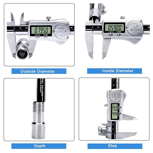 Kynup Caliper Measuring Tool IP67 Waterproof, Digital Caliper Outside Micrometer, 6 Inch Caliper DIY Tool, Extreme Accuracy, Stainless Steel Design, Auto Power Off, Switch from Inch Metric
