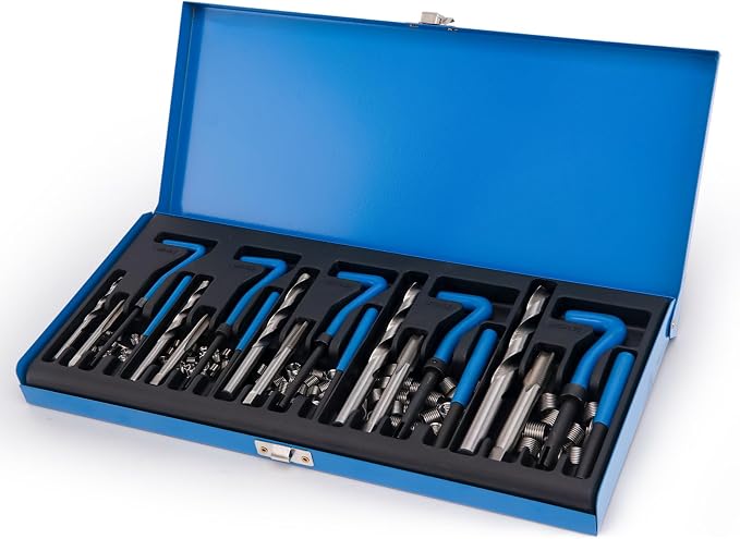 Helicoil Thread Repair Kit, Metric 131-Piece - Including M5 M6 M8 M10 M12- with HSS Drill Bits, Thread Inserts, Taps, Installation Tools and Breakoff Tools