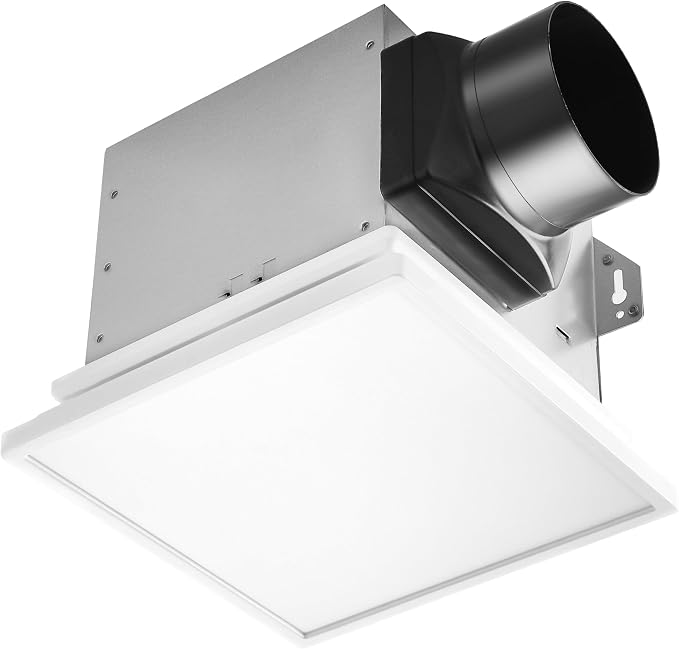 Tech Drive Bathroom Exhaust Fan with Light,80 CFM, 4 Inch Duct | Super Quiet 1.5 Sone ,1000lm Dimmable 3CCT LED Light, Energy Star Ventilation Fan, White