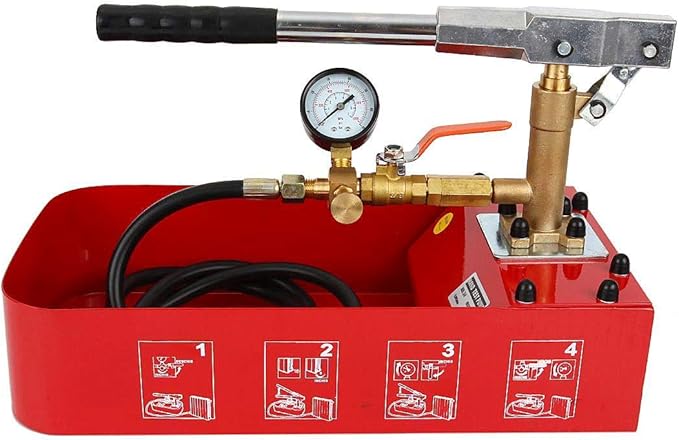 IRONWALLS Hydrostatic Pressure Tester, Manual Water Pressure Test Pump, 5Mpa Leakage Tester with Gauge & 2 Gallon Tank