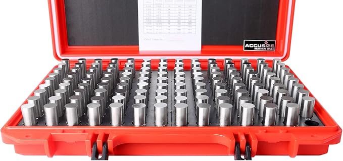 Accusize Industrial Tools Steel Pin Gauge Set, 0.501"-0.625", P3(+) | 125 Pc, Class ZZ, Plus Tolerance, 2" OAL, Steel, Electro-Etched Sizes