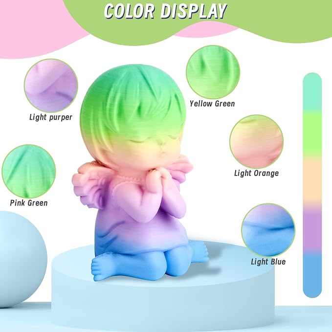 ERYONE PLA Filament 3D Printer Filament Multicolor 1.75mm +/- 0.03mm, PLA Filament 250g Spool, Matte Rainbow Watercolor