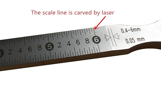 Precision Wedge Gap Feeler Gauge with High-Contrast Markings, Stainless Steel Taper Gauge for Automotive Repair & Metalworking - Easy-Read Scale Design, Clear Numerical Identification(0.4-6mm)