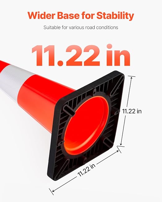 VEVOR Safety Cones, 5 Pack 18" Traffic Cones, PVC Orange Construction Cones with Reflective Collars and Black Weighted Base, for Traffic Control, Driveway Road Parking and School Improvement