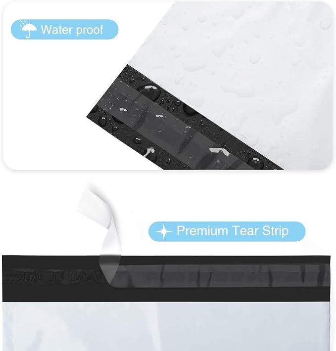Fuxury Poly Mailers 10x13" 200 Pack,Sturdy Shipping Bags For Clothing,White | Waterproof Self Seal Mailing Envelopes,Strong Adhesive Packaging Mailers Poly Bag For Books Clothes Business,Boutique&Online