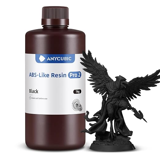 ANYCUBIC 3D Printer Resin, ABS-Like Resin Pro 2 with Enhanced Strength and Toughness, Performance far Superior to ABS-Like Resin, Low Odor, Wide Compatible for All Resin 3D Printers (Black 1kg)