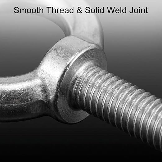 QWORK 304 Stainless Steel Shoulder Eye Bolts 1/2"x4", 10 Pcs Safe Threaded Connection for Marine, Workshop & Outdoor Use