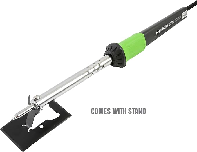 OEMTOOLS 24761 60 Watt Soldering Iron with Metal Stand, Green and Black, Automotive Solder Iron with Pencil Tip Soldering Iron Attachment