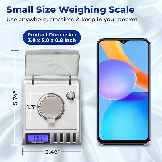 AWS Gemini-50 Milligram Scale 50g x 0.001g–Digital Jewelry/Lab Scale for Powder, Gold, Gems – Includes Calibration Weights, Tweezers & Tray–Tare, Cal, 6 Units (Gemini-50g-Silver)