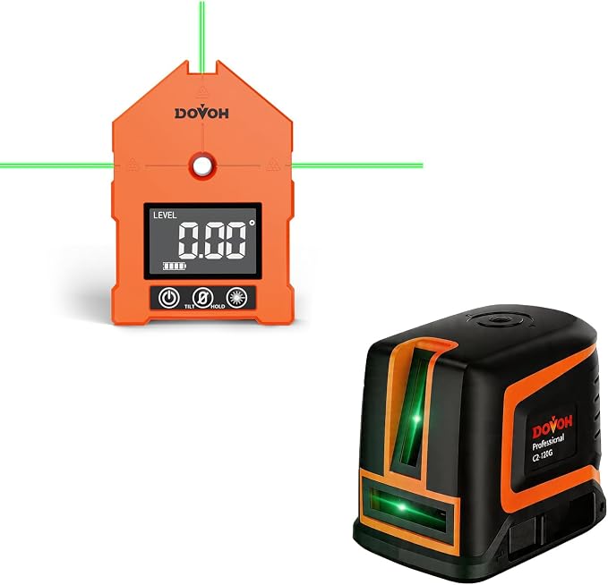 DOVOH 3-in-1 Digital Angle Finder with Laser and Cross Line Laser Level, Class Ⅱ
