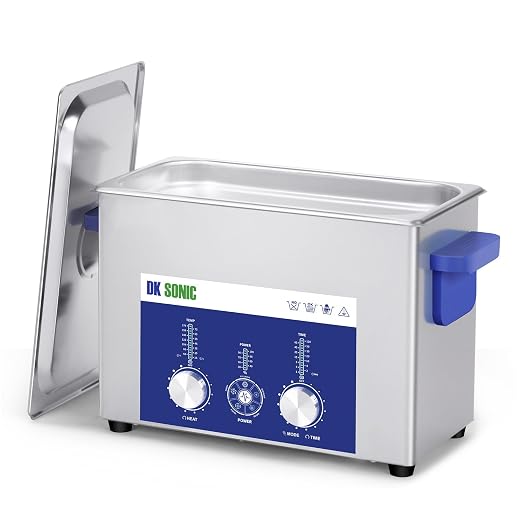 DK SONIC Ultrasonic Cleaner 4L 120W, Ultrasonic Jewelry Cleaner with Power Adjustable Encoded Control and Five Modes for Glasses, Necklaces, Watches,Coins Cleaning