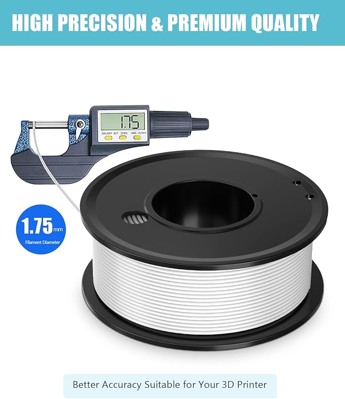 3D Printer Filament PLA 1.75mm 3-D Printing Materials 5 Colors Bundle Print Filiment 1.75 mm White Black Red Blue Purple Dimensional Accuracy ±0.02mm Fillament Spool Vacuum Packaging 250G X 5