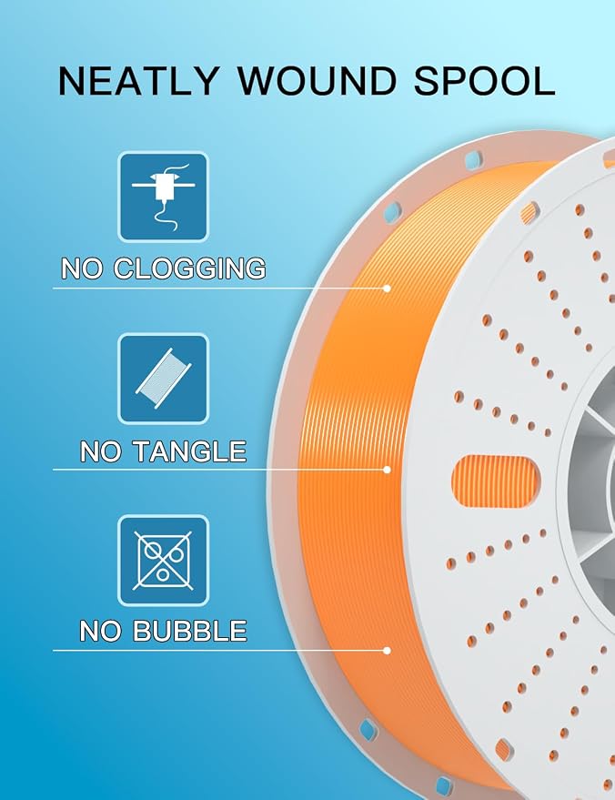 PINBALL PETG 3D Printer Filament 1.75mm High Precision Durable Moisture-Proof Strong Filament Mith Better Flow Dimensional Accuracy +/- 0.02mm Suitable for Most FDM 3D Printers 2 Kilograms Orange