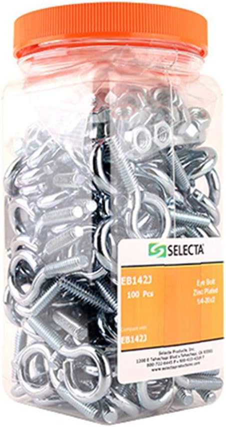 Steel 1-1/4-20 x 2 Eye Bolts with Hex Nuts, 100