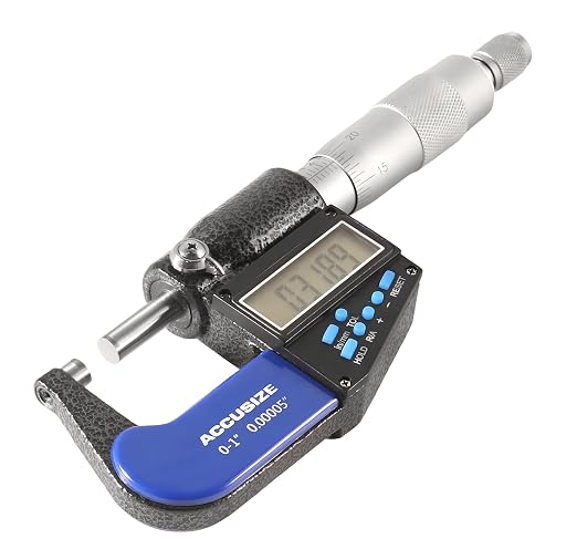 Accusize Industrial Tools 0-1''/0-25 mm by 0.00005''/0.001 mm 7-Key Electronic Digital Micrometer, Water Proof, Ac21-1022