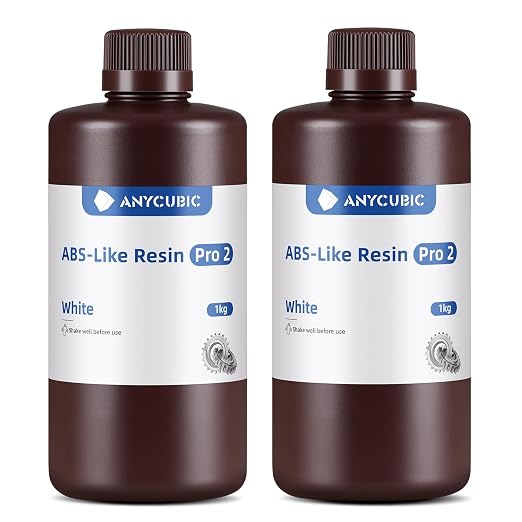 ANYCUBIC ABS-Like Resin Pro 2, 3D Printer Resin, Enhanced Strength and Toughness, High Precision and Minimal Shrinkage, Wide Compatibility for All LCD 3D Printers (White, 2kg)
