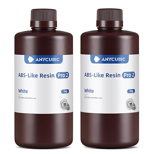 ANYCUBIC 3D Printer Resin Bundle, ABS-Like Resin Pro 2 with Enhanced Strength and Toughness, Performance far Superior to ABS-Like Resin, Low Odor (White+White, 2kg)