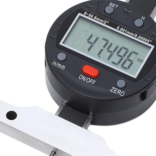 Electronic Depth Gauge 0-50.8mm/0-2in Micrometer with LCD Display and USB Data Transfer, High Precision Stainless Steel Digital Depth Measuring Tool