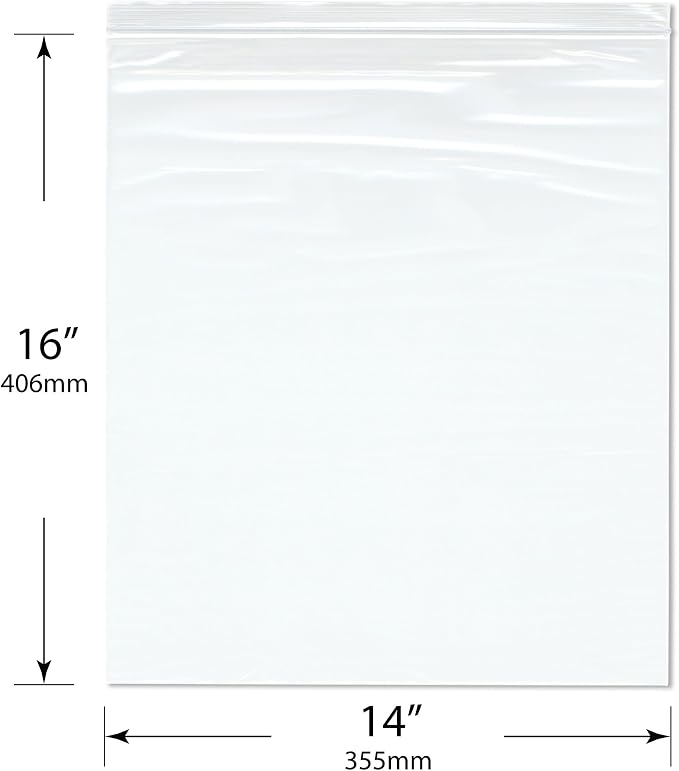Plymor 14" x 16" (Pack of 200), 2 Mil Zipper Reclosable Plastic Bags