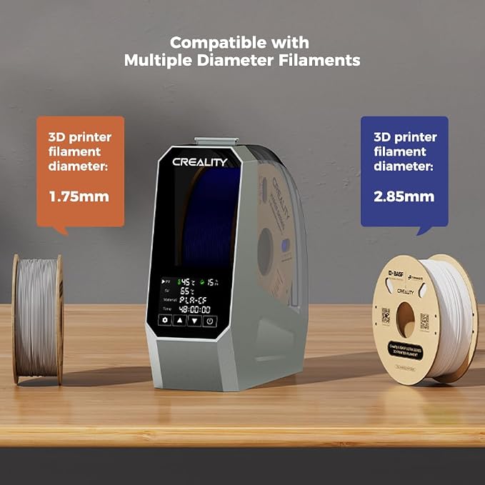 Creality Space Pi Filament Dryer with Spool Holder, Fast Drying Tech and Touchscreen, Multi-Material Compatible for 1.75mm and 3mm, Storage Box