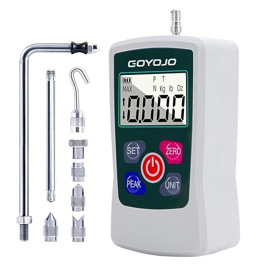 Digital Force Gauge High-Precision Push-Pull Meter for Tension & Compression Testing Units (N, kg, lb, oz) Real-Time/Peak/First Peak Modes Ideal for Quality Control & Material Testing 5N