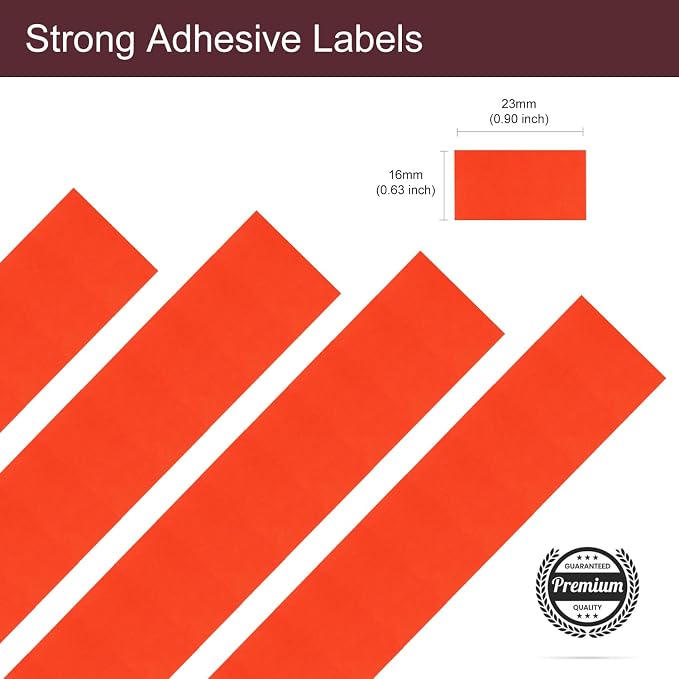 Motex 2 Line Blank Labels - 20,000 Fluorescent Red Blank Price and Date Gun Labels with 1 Ink Roller, Fits MX-2316NEW