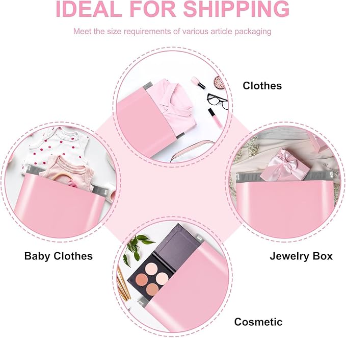 Fuxury 10x13" Poly Mailers 500 Pack Bulk,Shipping Bags for Clothing,Pink | Strong Adhesive Packaging Mailers Poly Bag,Waterproof Self Seal Mailing Envelopes For Books Clothes Small Business Boutique