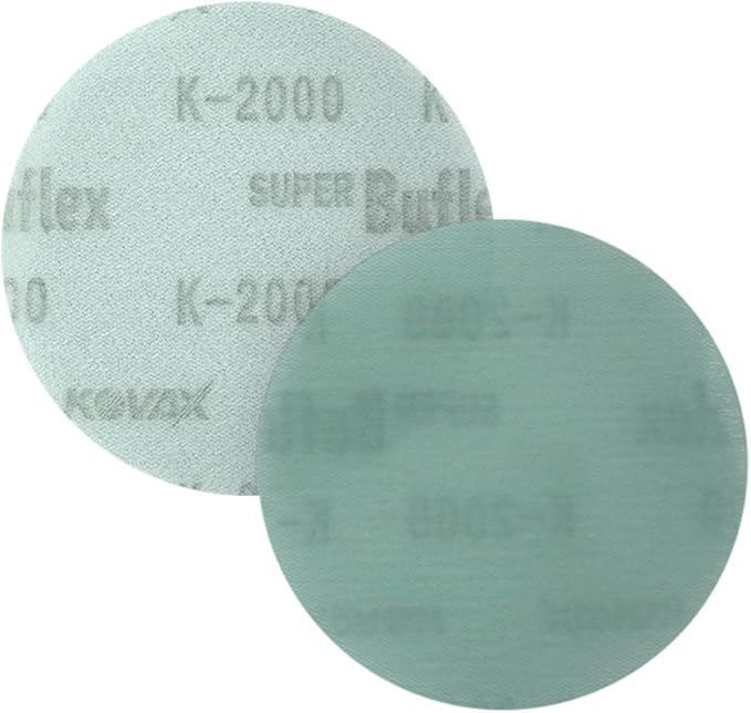 Super Buflex Flexible Dry 3 inch Mini-Sanding Discs, Green K-2000, Hook & Loop, 730-1513, 50 Discs + Interface Pad