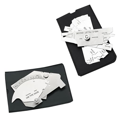 Weld Gauge Set Stainless Steel 0-60mm Cam Type Gauge and 3.2mm-25.4mm 1/8''-1'' Weld Fillet Gauge with Bag Imperial Metric Measurement Welding Gauge