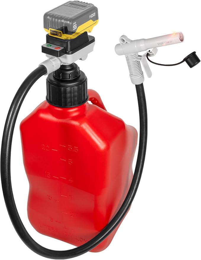 TERA PUMP Battery Powered Liquid Transfer Pump (4.0 GPM) – Automatic Shutoff Cordless Pump Compatible with DeWalt 20V & Milwaukee 18V Batteries, 51" Heavy-Duty Rubber Hose, Includes 4 Adapters