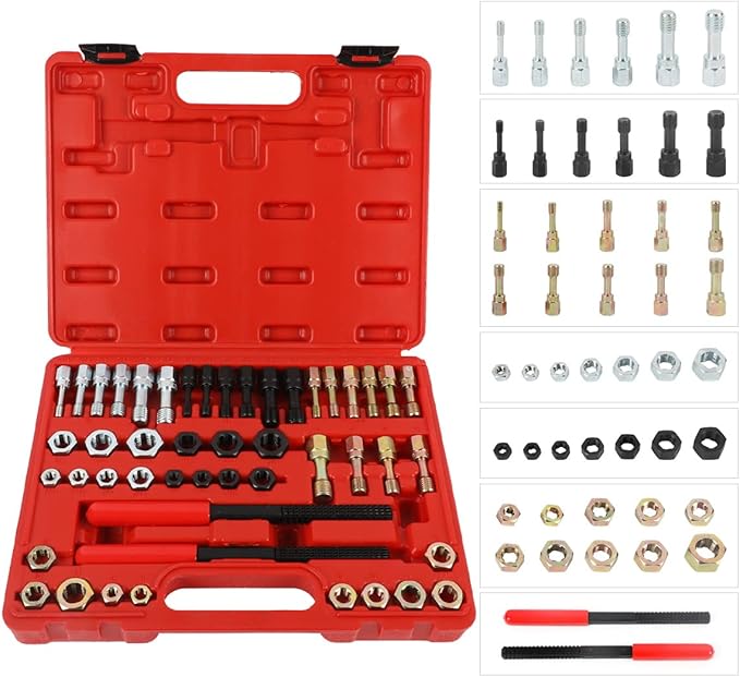 Thread Chaser Set 48PCS Thread Repair Tool Kit UNC/UNF/Metric Thread Chaser Rethreading Kit Anti-rust Thread Restorer Kit with 24 Dies, 22 Taps and 2 Thread Files with Detachable Cap, Tap And Die Set