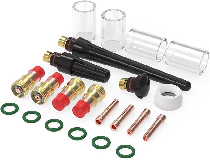 YESWELDER 22Pcs TIG Welding Torch Stubby Gas Lens #10 Glass Cup Kit For WP-17/18/26