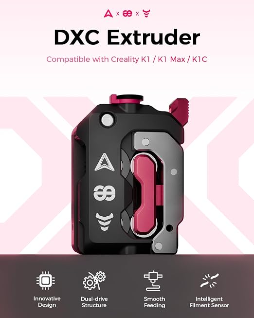 Creality Official K1C/K1 SE Extruder, Upgrade K1 Series DXC Extruder Kit, Innovative Feeding System Reduces Filament Wear by 60%, Plug-and-Play Operation& Built-in Filament Sensor Detection