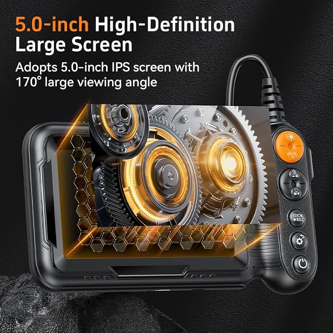 Daxiongmao Endoscope Camera with Light, Dual Lens 1080p HD Borescope, IP67 Waterproof Snake Camera – Ideal for Inspecting Walls, Vents, Automotive Engines, Pipes – A Great Tool Gift for Men (16.4ft)